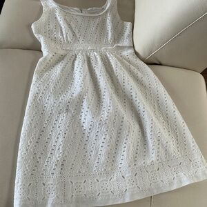 T Tahari White Sleeveless Eyelet Dress, Size US 10 but fits more like an 8
